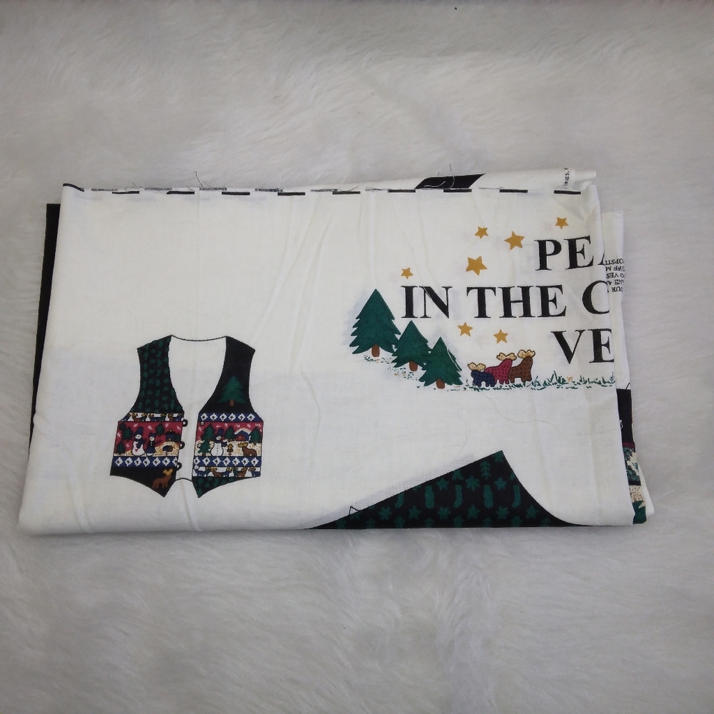 FABRIC Peace in the Country Christmas Vest panel, easy see and sew w/appliques